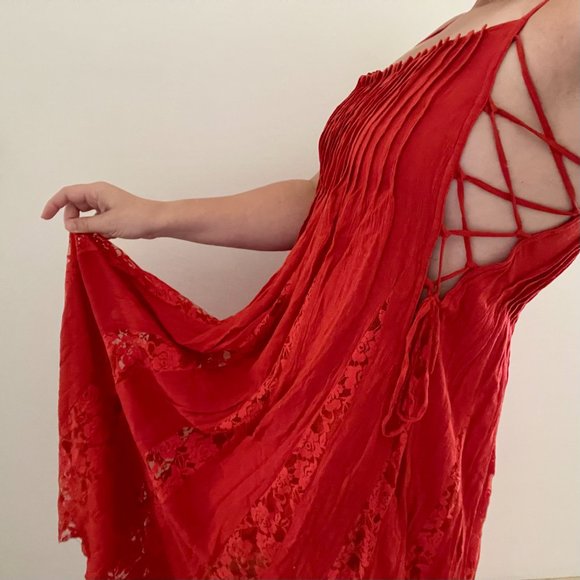 NWOT Free People Hailee Lace Up Sides Maxi Dress - Picture 3 of 4